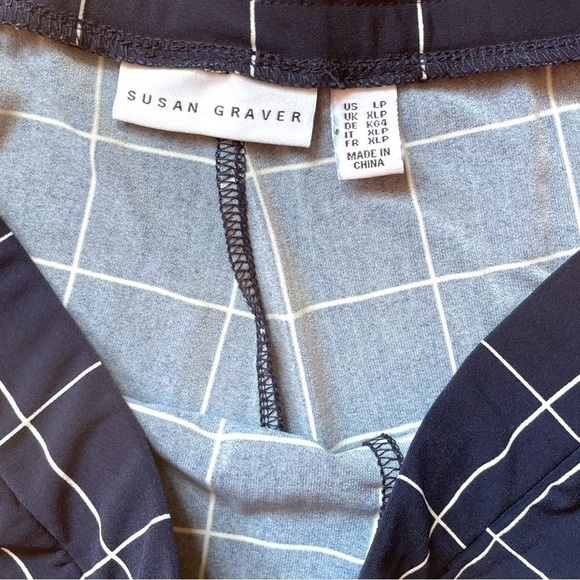Susan Graver pants, size LP, navy and white windowpane, polyester, has pockets - Picture 5 of 5